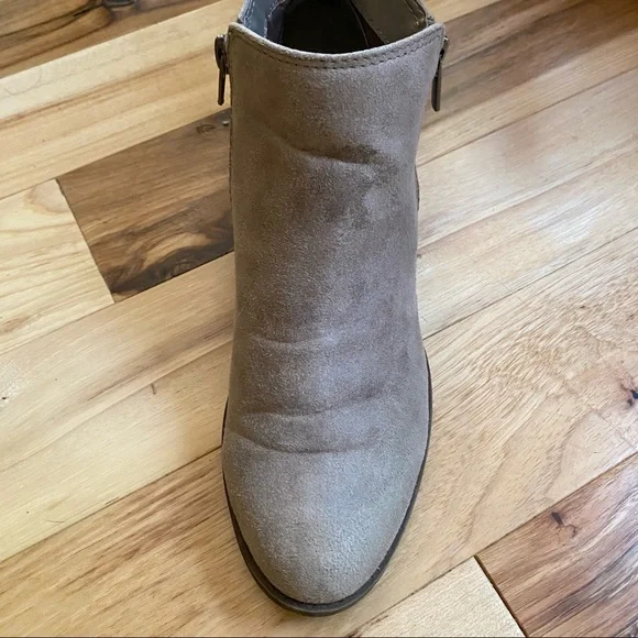 Carlos Brie Tan Suede Booties with Side Zip - Picture 8 of 8